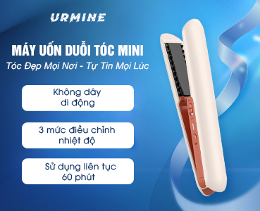 Máy Duỗi & Uốn Tóc Không Dây URMINE | 2 Trong 1, Pin Lâu, Tiện Lợi Đi Du Lịch - Không Cần Cắm Điện 